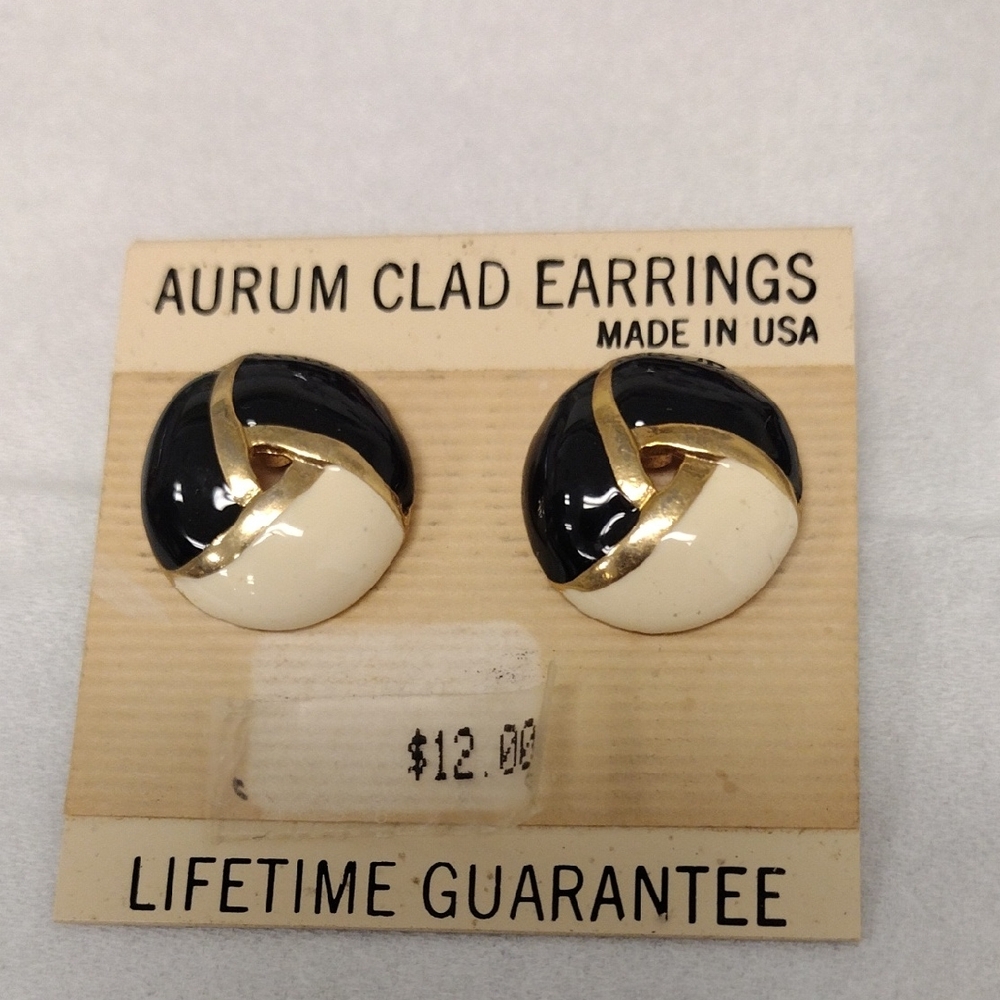 Blue - Black and White Aurum Clad Earrings